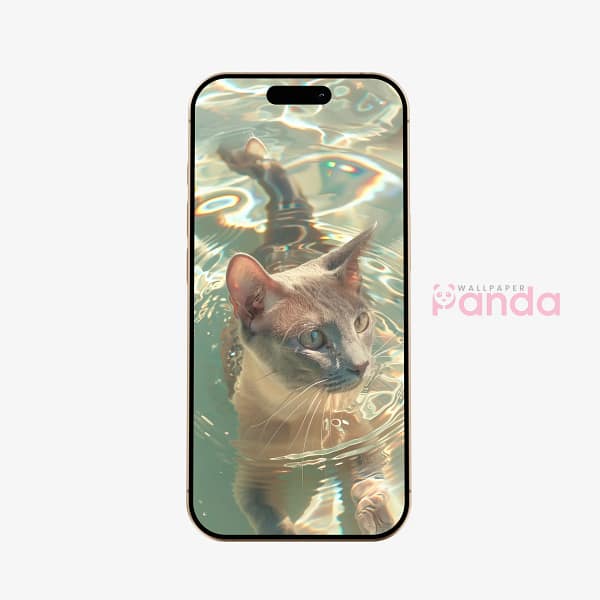 Swimming Cat Aquatic Adventure Mobile Wallpaper