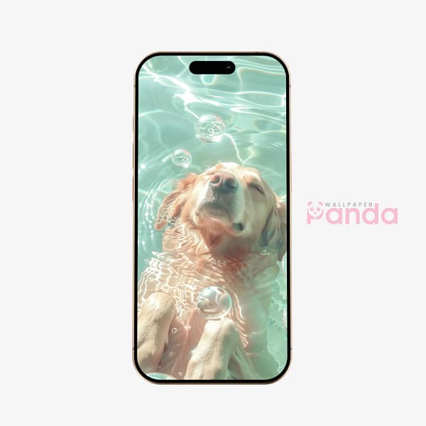 Joyful Swimming Dog Bubble Splash Mobile Wallpaper