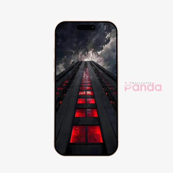 Neon Red Skyline Tower Cinematic Mobile Wallpaper
