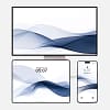 Abstract Blue on White Smooth Waves 3-in-1 Wallpapers