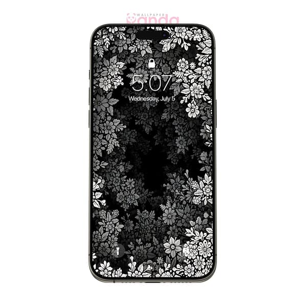 02 Black and White Winter Theme Flowers, Leaves -iPhone-Wallpaper.jpg