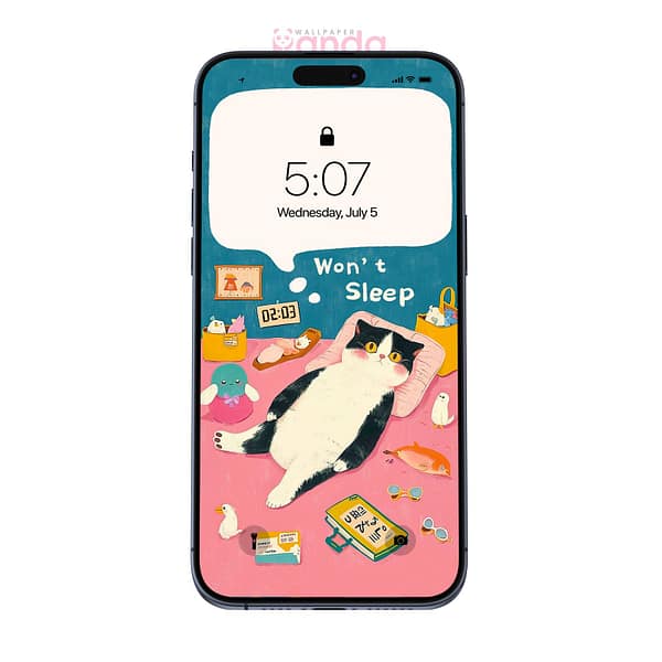 Pink and Blue Funny Cat Won't Sleep