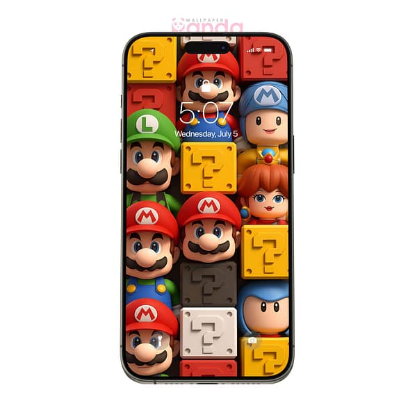 Colorful Square Faces of Super Mario Wall