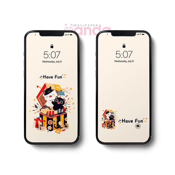 Have Fun-Excited Cats in a Gift Box-Double-iPhone-Wallpaper.jpg
