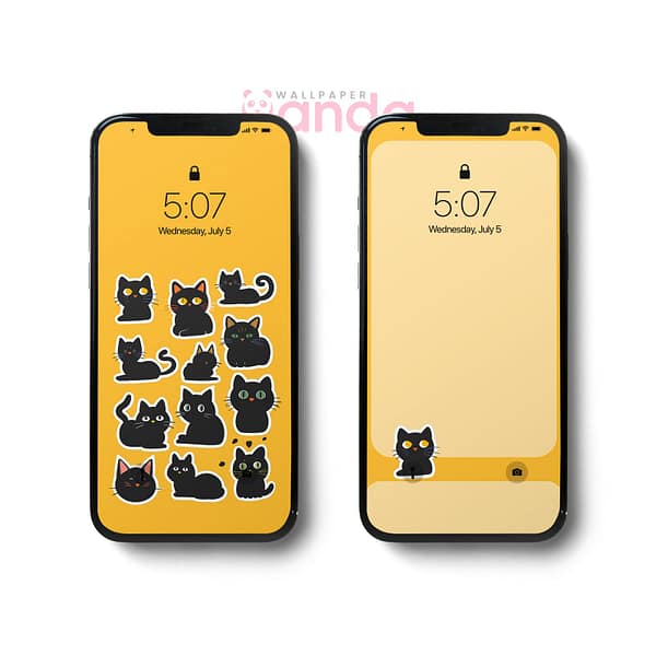 Yellow Background, Black Flat Cats-Double-iPhone-Wallpaper.jpg