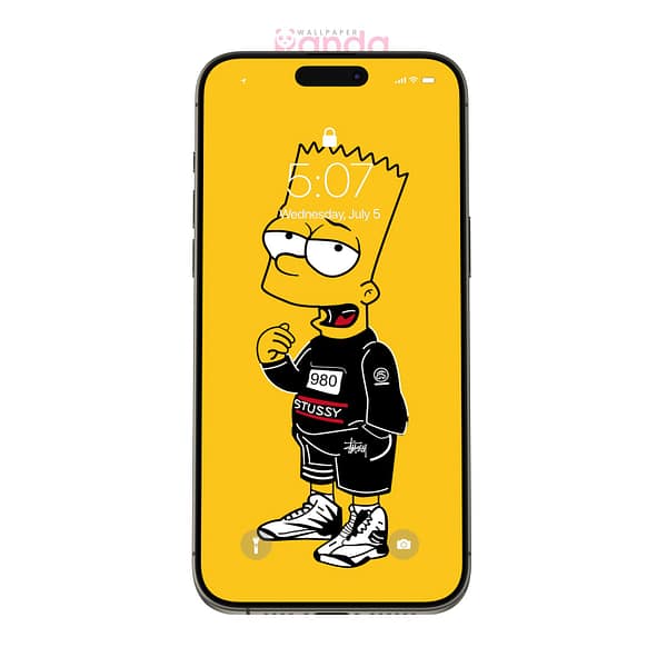 "980 Stussy" Black Tee Bart Simpson Phone Wallpaper