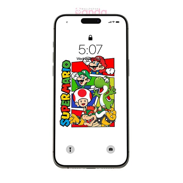 Minimalist Mario, Luigi, Bowser, Toad, Yoshi Phone Wallpaper