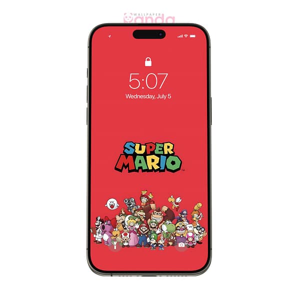 Deep Carmine Pink Background Mario Bros Family Phone Wallpaper