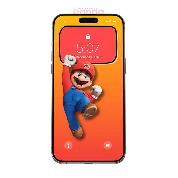 Red Orange Gradients Mario Jumping Phone Wallpaper