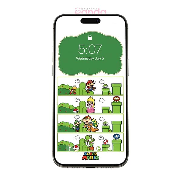 Hippie Green Four Mario World Scenes Phone Wallpaper