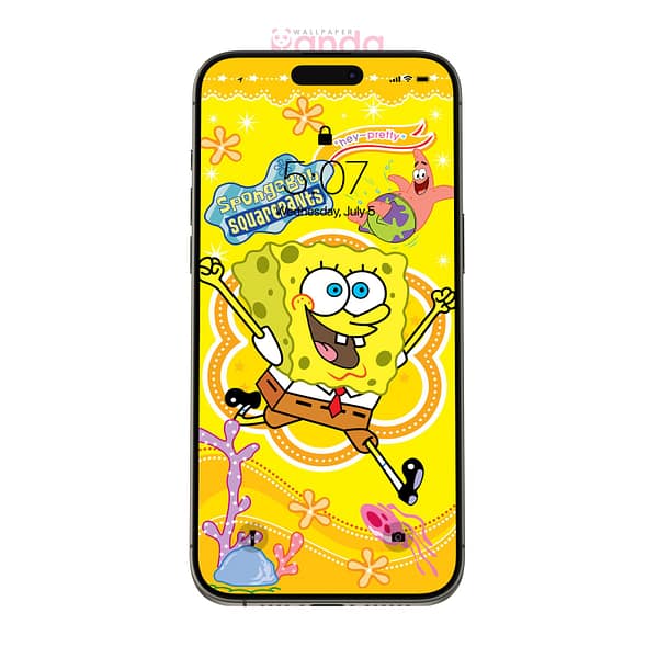 Excited Jumping SpongeBob SquarePants Phone Wallpaper