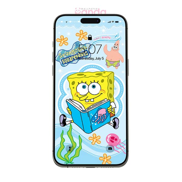 SpongeBob SquarePants Reading a Book Phone Wallpaper