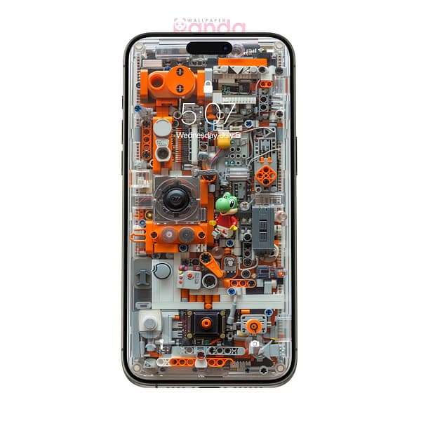 Bold Orange Machinery Lego Phone Interior Wallpaper