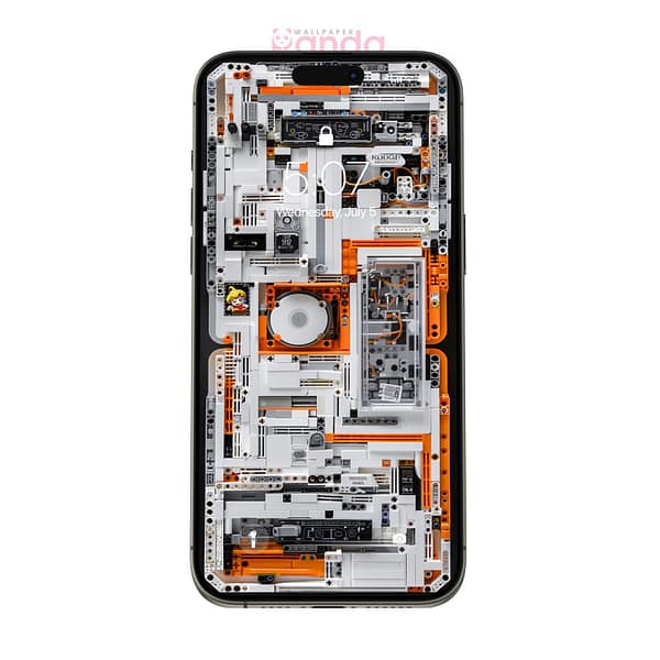 Clean White & Orange Lego Phone Interior Phone Wallpaper