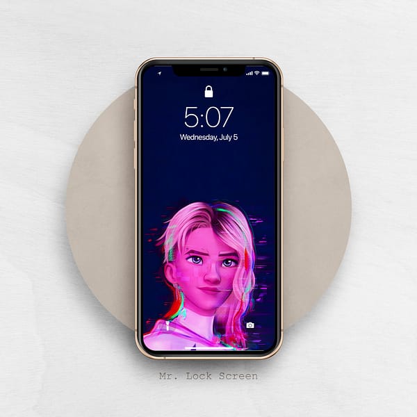 Glitch Minimalist Spider-Gwen Pink & Blue Phone Wallpaper