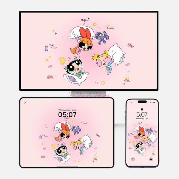 The Powerpuff Girls-Happy, Lucky, Nice Day Phone Wallpaper