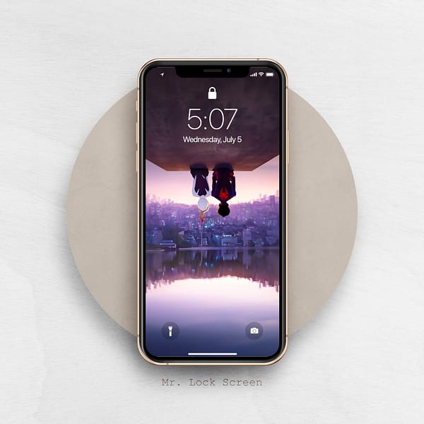 Upside Down Spider-Man & Spider-Gwen Sitting Phone Wallpaper