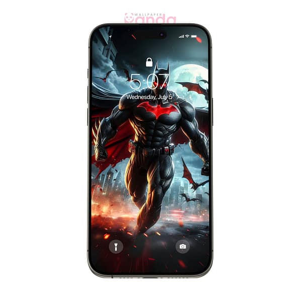 Batman in Action Leaping Through the Night Sky Phone Wallpaper