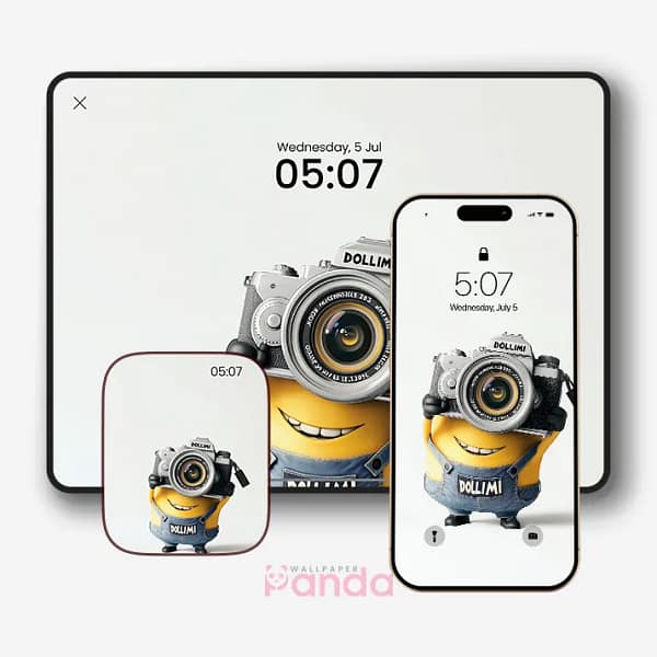Minions with Retro Camera Phone, Watch & Tablet Wallpapers