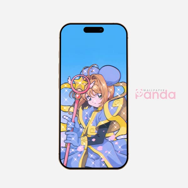 Sakura Sparkling Star Wand Phone Wallpaper