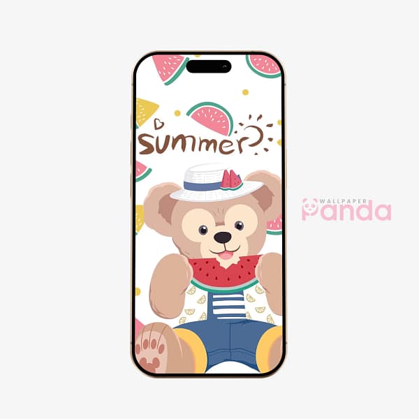 Cute Summer Bear Watermelon Phone Wallpaper