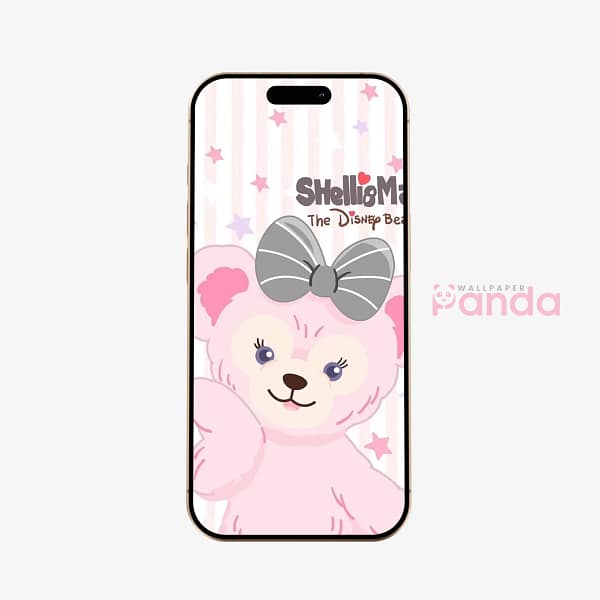 Cute Pink Cartoon Bear Pastel Phone Wallpaper