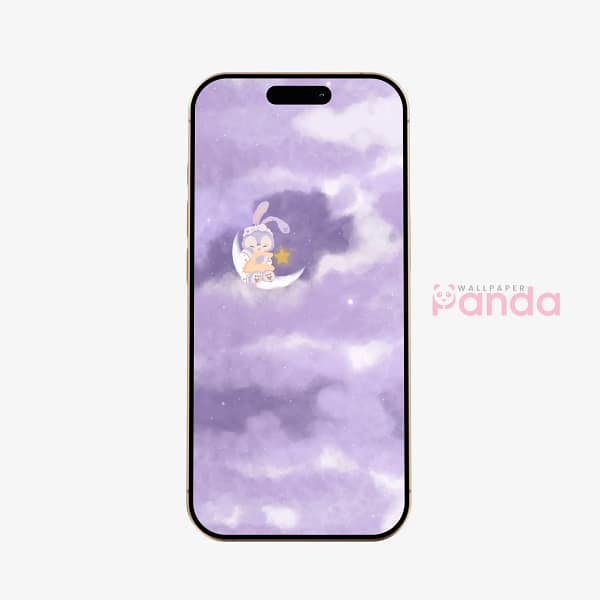 Lavender Bunny Crescent Moon Phone Wallpaper