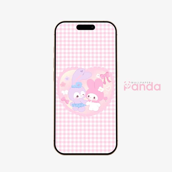 Kawaii Bunny Friends Phone Wallpaper