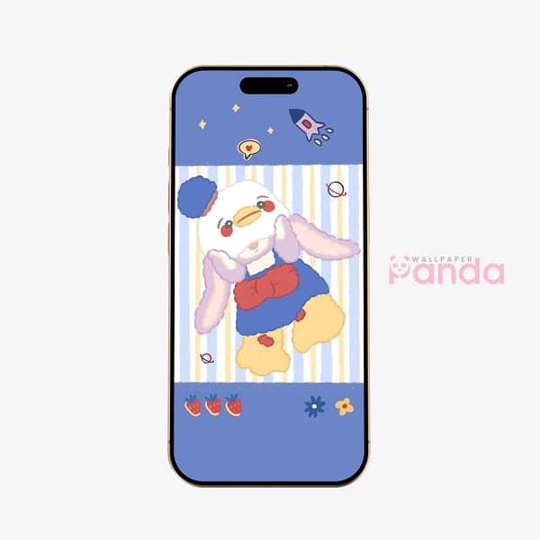 Whimsical Bunny-Duck Pastel Anime Phone Wallpaper