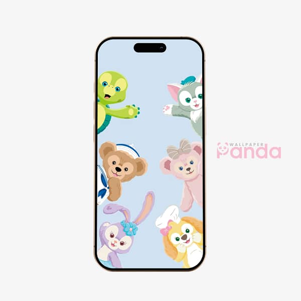 Cheerful Cartoon Friends Pastel Phone Wallpaper