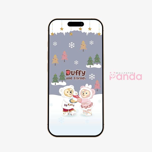 Duffy and Friends Winter Snow Phone Wallpaper