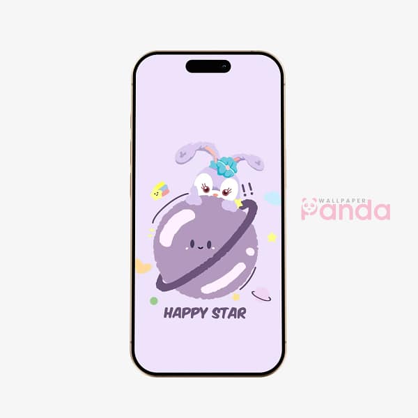 Happy Star Lavender Rabbit Phone Wallpaper