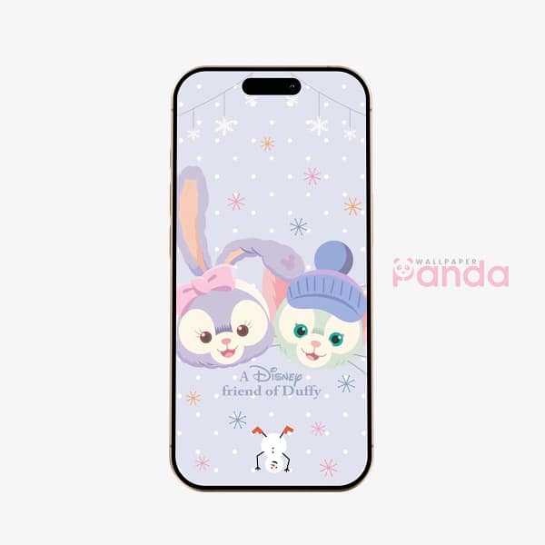 Lavender Rabbit & Mint Cat Cozy Winter Phone Wallpaper