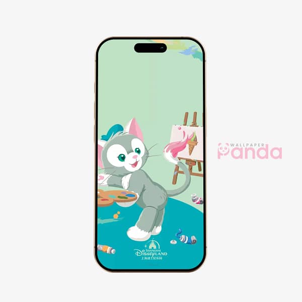 Artistic Grey Cat Painter Phone Wallpaper