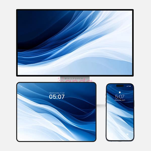 Abstract Blue Flow Background Flag 3-in-1 Wallpapers