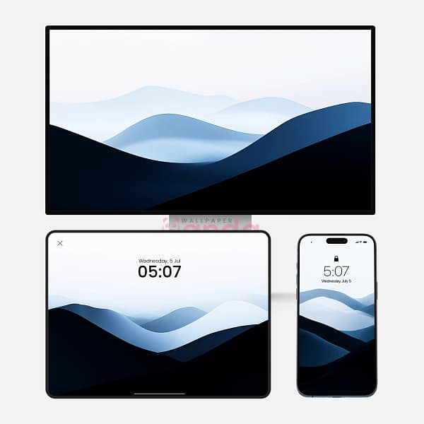 Abstract Gradient Blue Mountains 3-in-1 Wallpapers