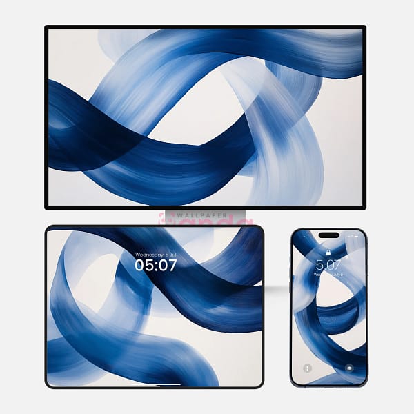 Abstract Painting of a Blue Wave 3-in-1 Wallpapers