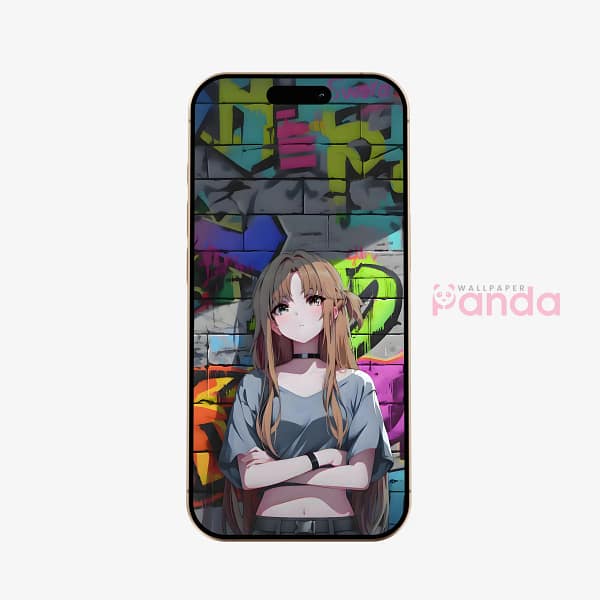 Anime Girl Graffiti Street Phone Wallpaper