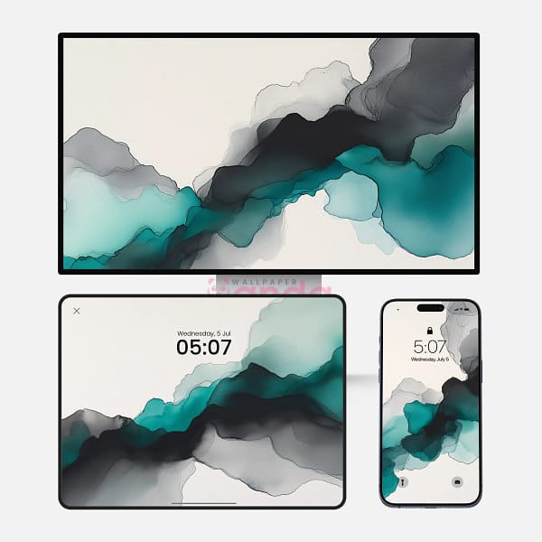 Black Alcohol Ink Bottle Turquoise 3-in-1 Wallpapers