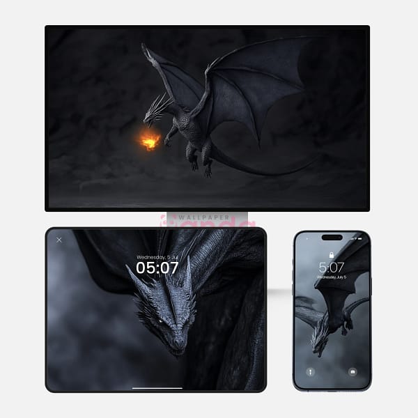 Black Dragon in the Sky 3-in-1 Wallpapers