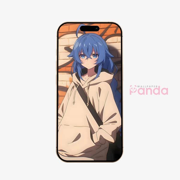 Blue-Haired Anime Girl Serene Portrait Phone Wallpaper