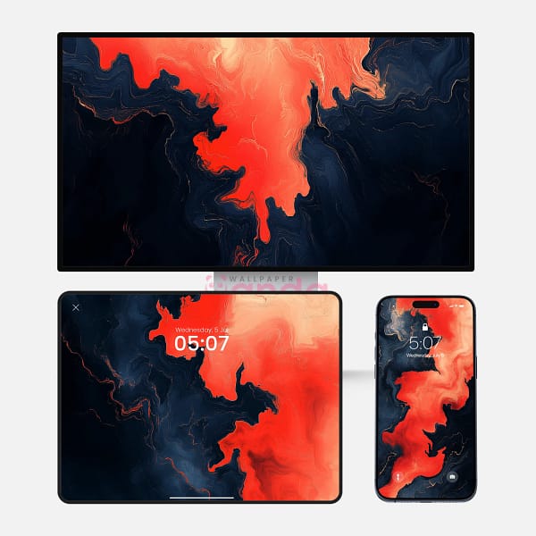 Blue & Red Acrylic Painting Swirls 3-in-1 Wallpapers