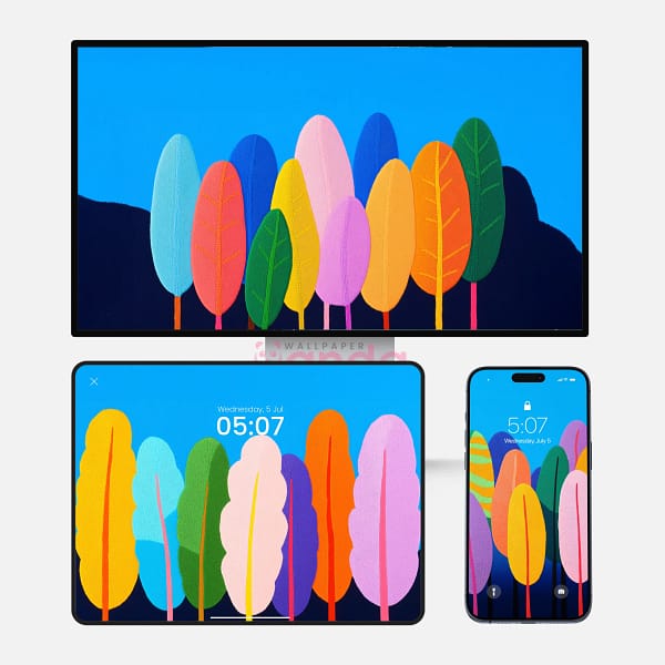 Bright & Colorful Abstract Forest 3-in-1 Wallpapers