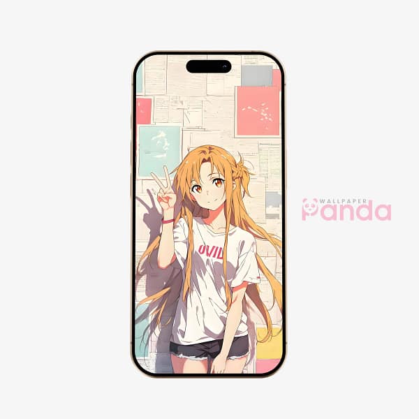 Cheerful Anime Girl Peace Sign Phone Wallpaper