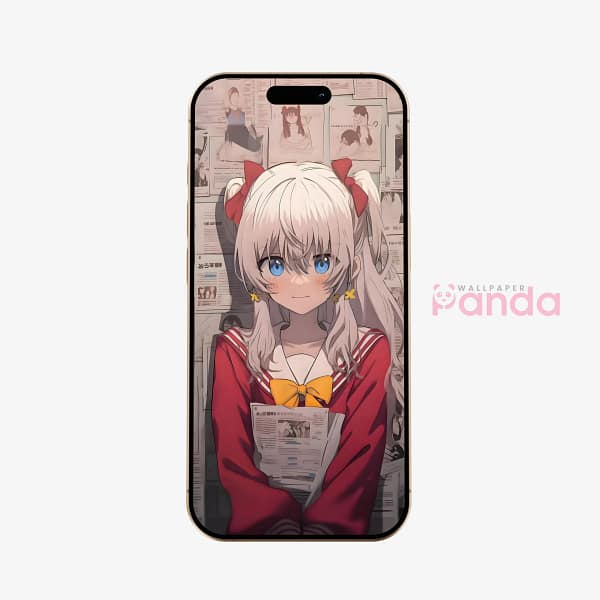 Cheerful Anime Girl Sailor Uniform Phone Wallpaper