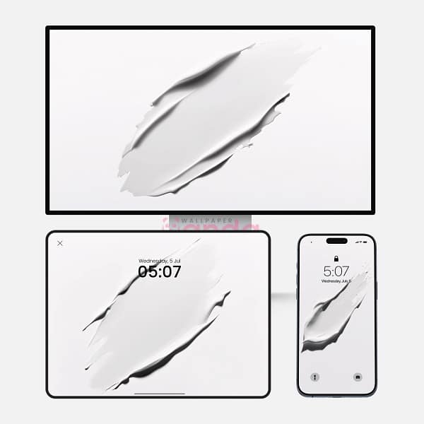 Clean Acrylic White Brushstrokes 3-in-1 Wallpapers