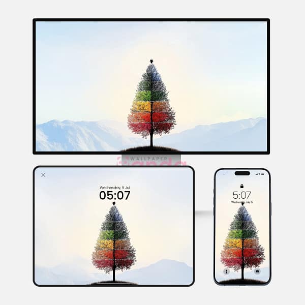 Colorful Tree of Seasons 3-in-1 Wallpapers