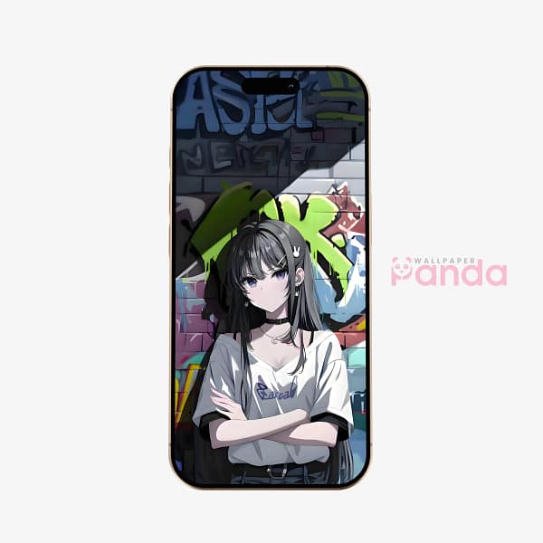 Cool Urban Anime Girl Graffiti Phone Wallpaper