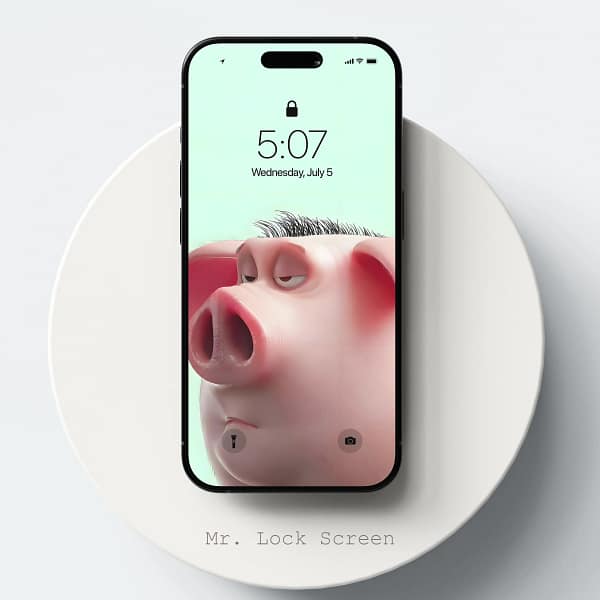 Curious Pink Pig Cartoon Phone Wallpaper