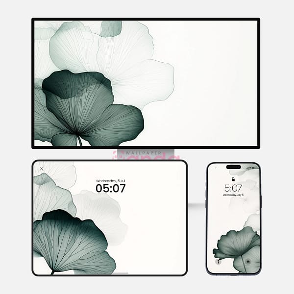 Delicate Green Lotus Leaves 3-in-1 Wallpapers